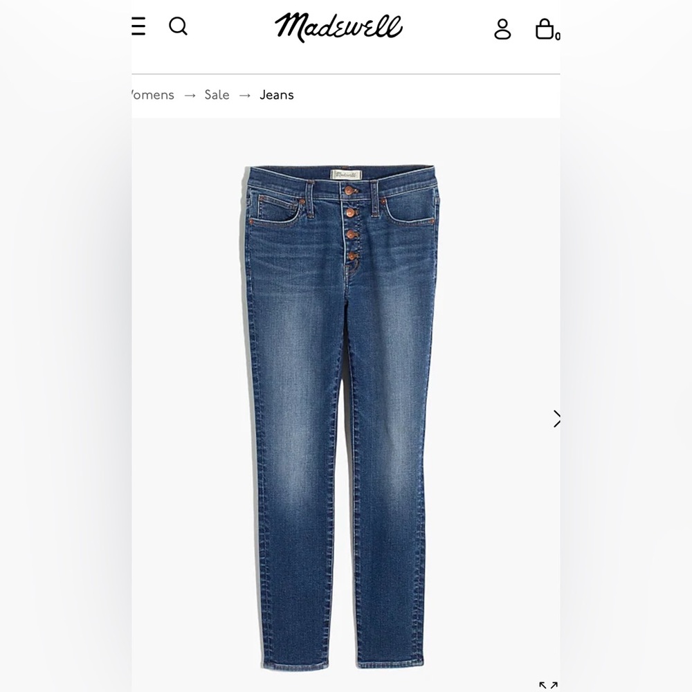 Madewell Jeans - Midrise Skinny Crop Jeans - size 26